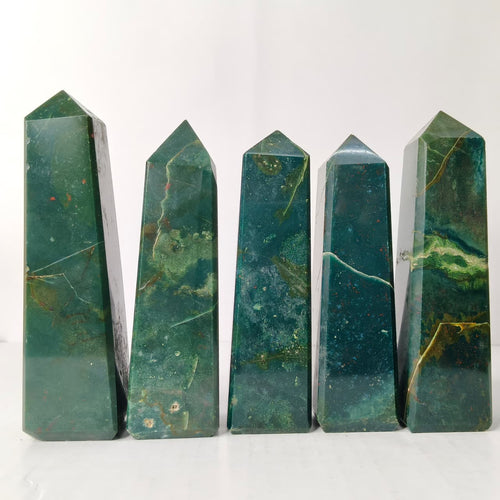 Bloodstone Obelisk/Tower :Healing Point for Vitality & Courage - AEORA ROCKS INDIA -Healing Crystals superstore