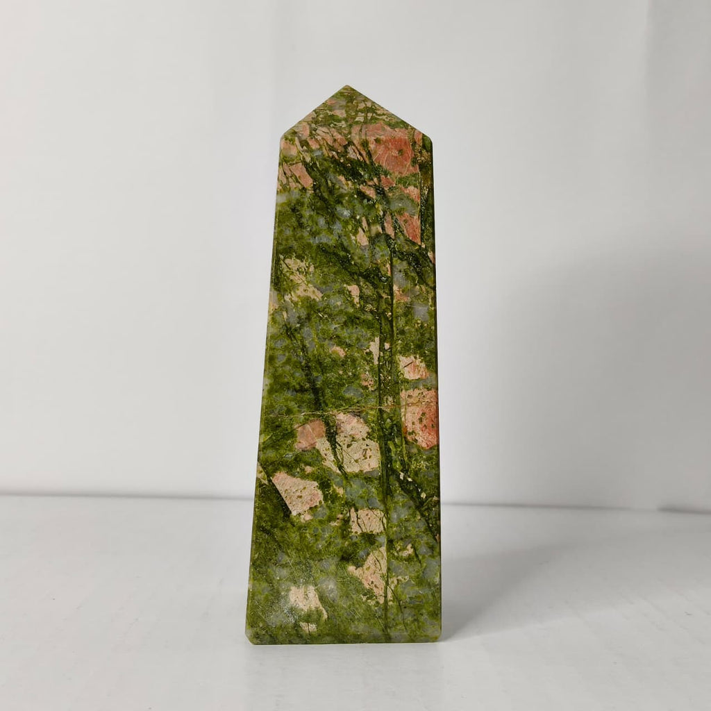 Unakite Obelisk/Tower – Heart Chakra Stone for Emotional Release & Growth - AEORA ROCKS INDIA -Healing Crystals superstore