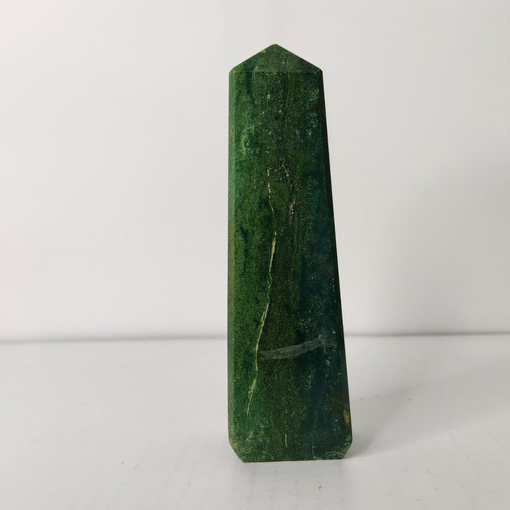 Natural Moss Agate Crystal Tower | Polished Moss Agate Point for Growth, Balance & Healing - AEORA ROCKS INDIA -Healing Crystals superstore