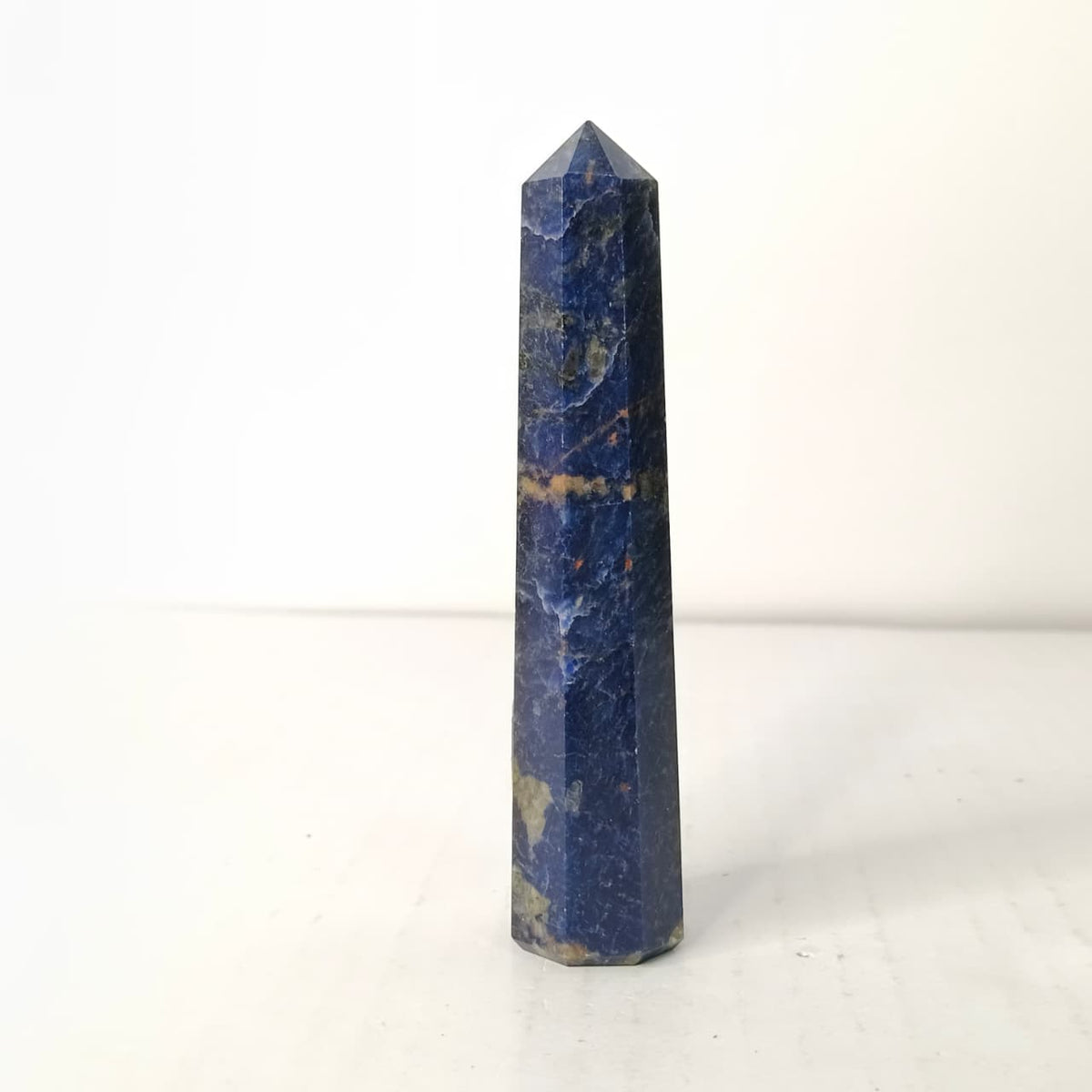 Natural Sodalite Crystal Tower - Deep Blue Pencil Point - Polished Hexagonal Stone for Intuition, Focus, and Mental Clarity - AEORA ROCKS INDIA -Healing Crystals superstore