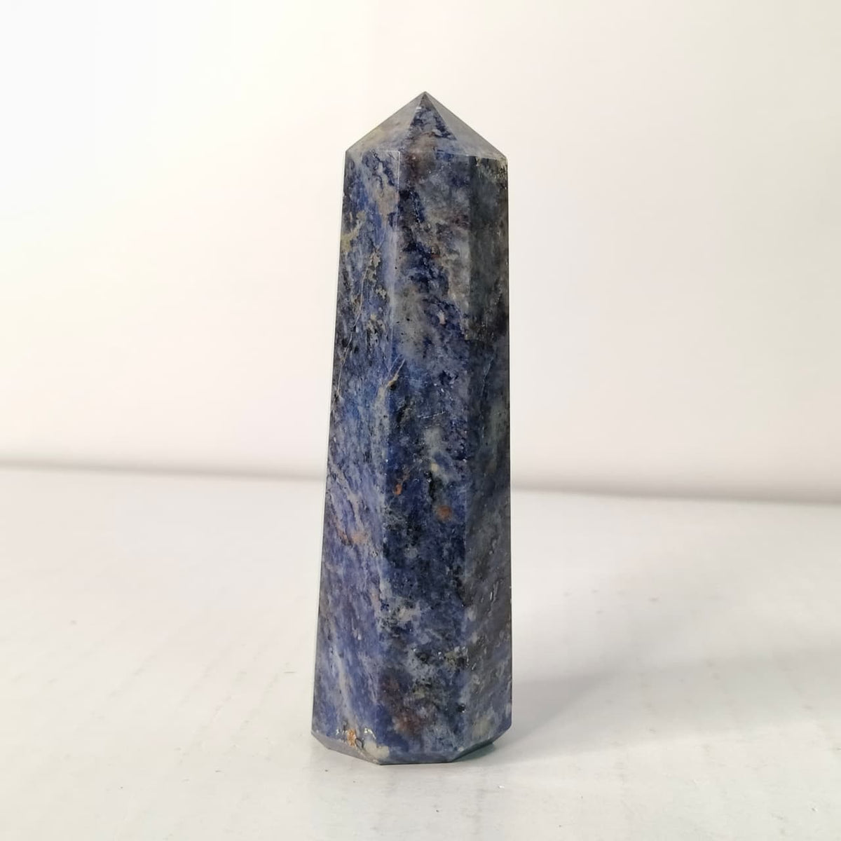 Natural Sodalite Crystal Tower - Deep Blue Pencil Point - Polished Hexagonal Stone for Intuition, Focus, and Mental Clarity - AEORA ROCKS INDIA -Healing Crystals superstore