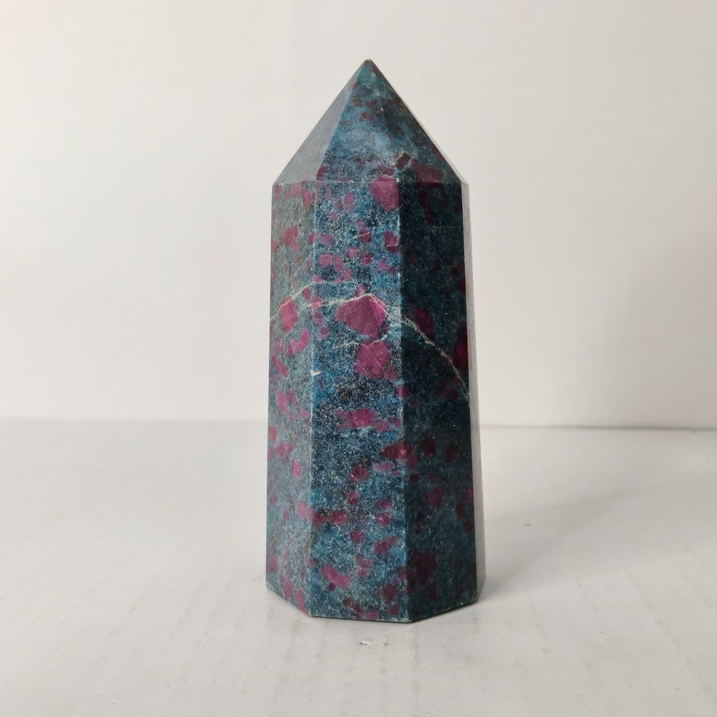 Natural Ruby Kyanite Point Tower – Passion, Protection & Chakra Alignment Crystal Obelisk - AEORA ROCKS INDIA -Healing Crystals superstore