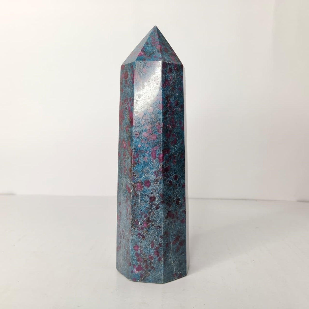 Natural Ruby Kyanite Point Tower – Passion, Protection & Chakra Alignment Crystal Obelisk - AEORA ROCKS INDIA -Healing Crystals superstore
