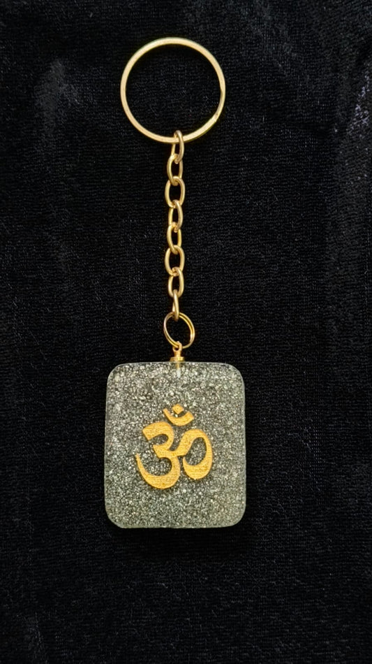 Pyrite OM Keychain Aeora Rocks - AEORA ROCKS INDIA -Healing Crystals superstore