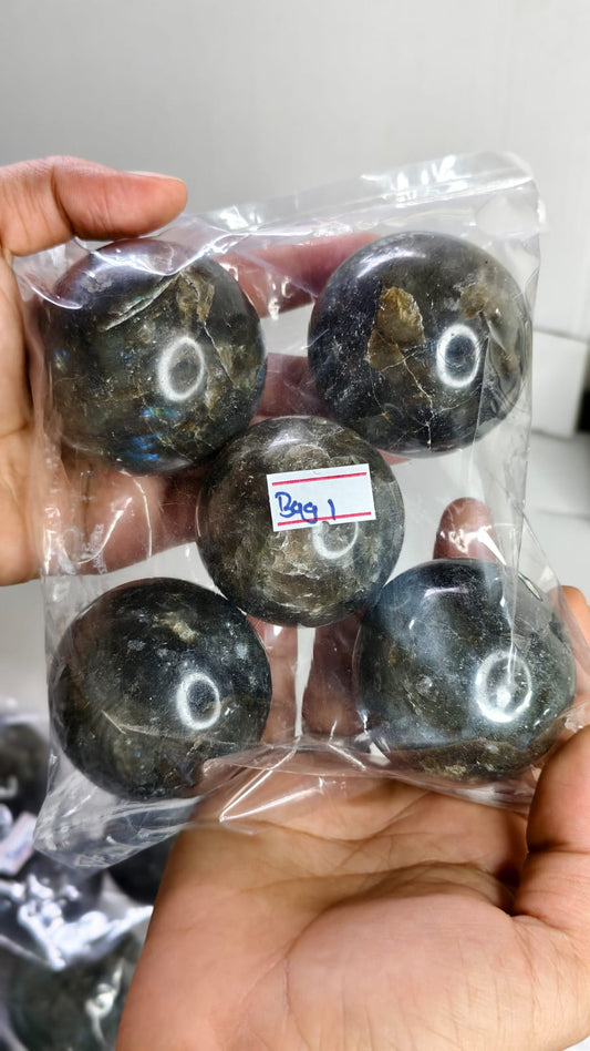 LABRADORITE SPHERE BAG 1 - 1 KG, 5 PCS