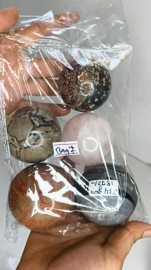 MIX STONE SPHERE BAG 7 - 1 KG, 5 PCS