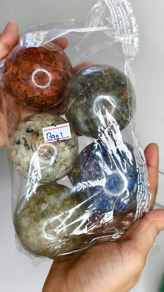 MIX ORGONITE SPHERE BAG 1 - 1 KG, 5 PCS