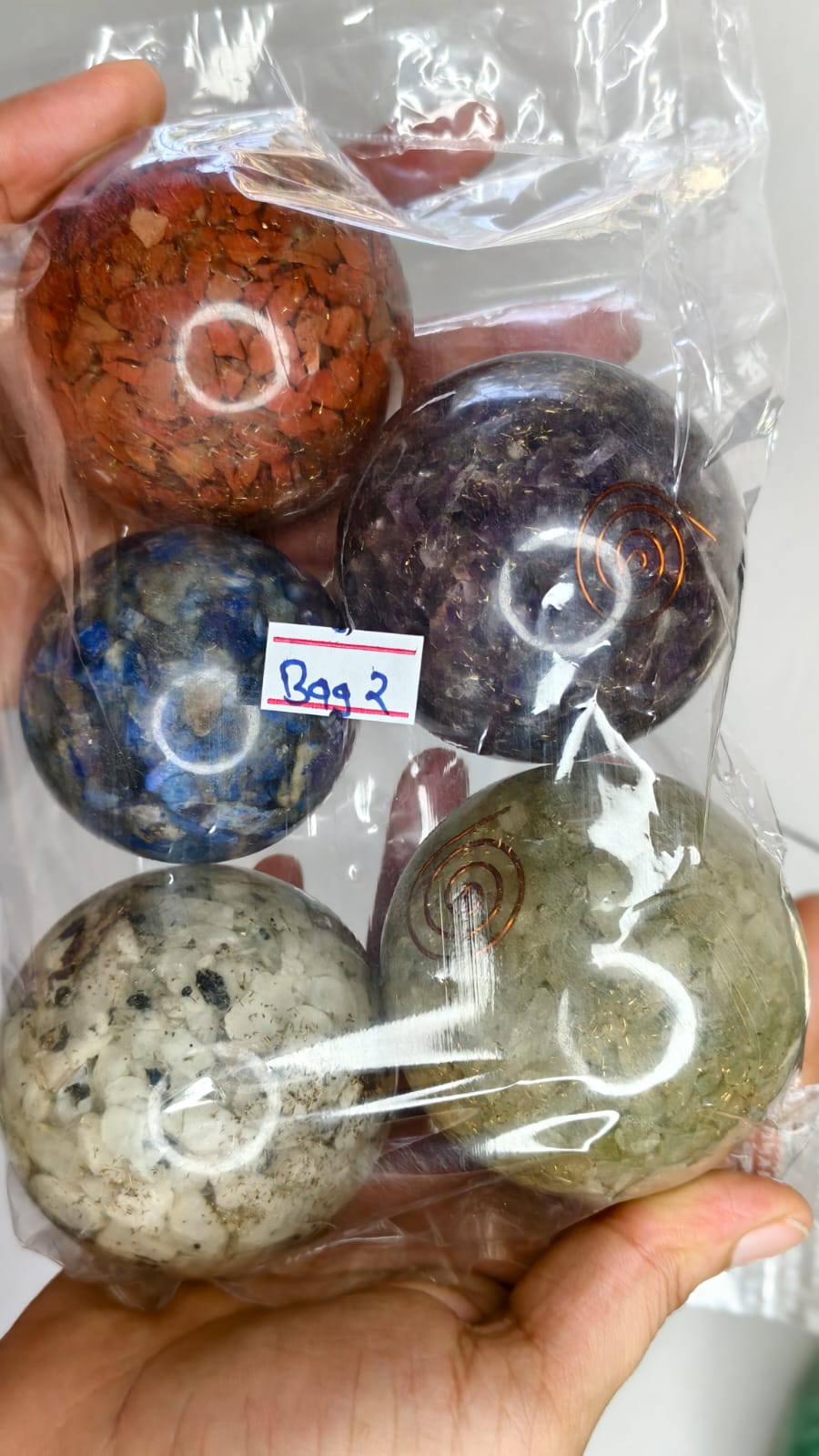 MIX ORGONITE SPHERE BAG 2 - 1 KG, 5 PCS