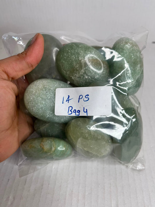 GREEN AVENTURINE PALMSTONES BAG 4 - 1 KG, 14 PCS