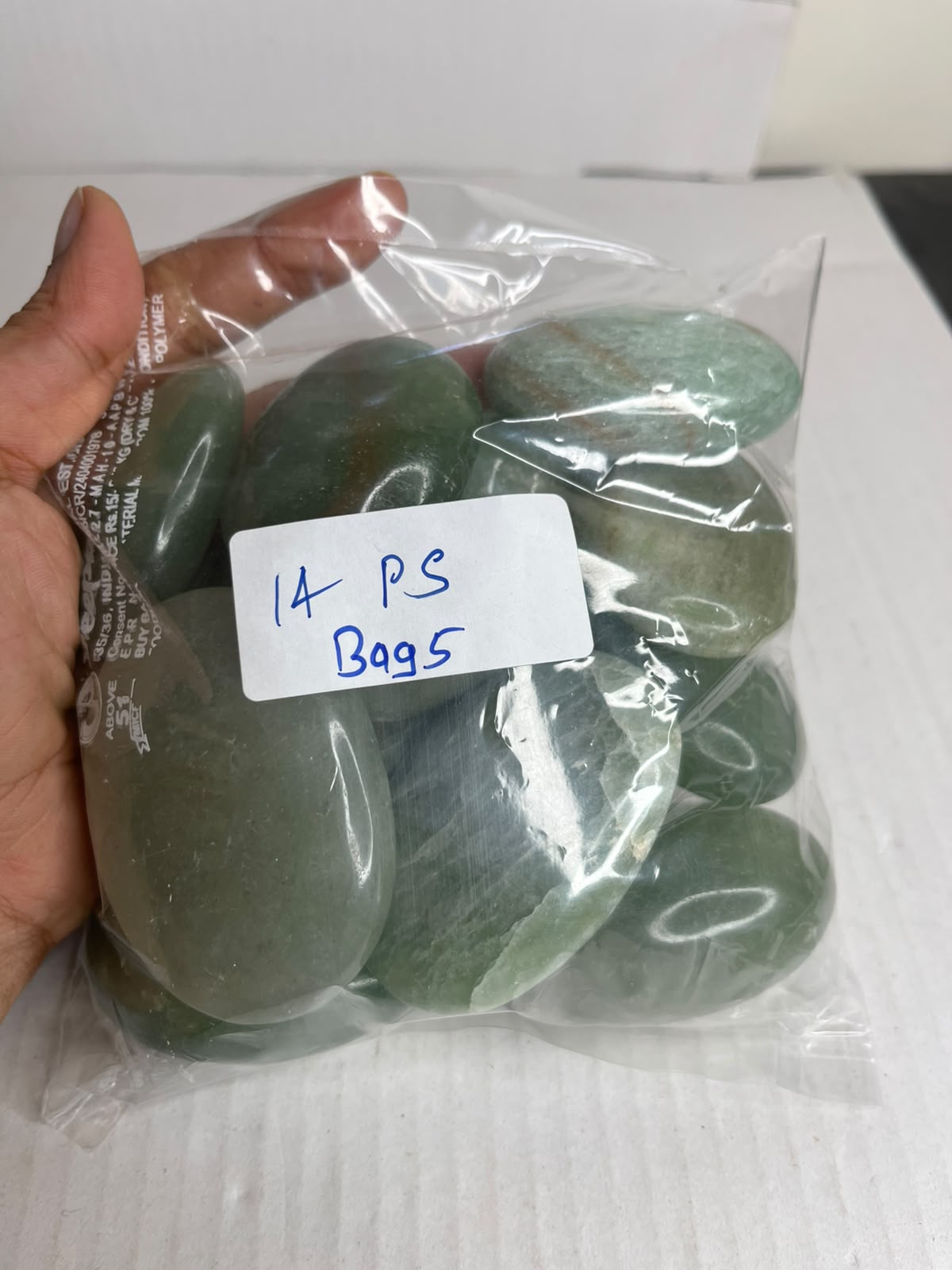 GREEN AVENTURINE PALMSTONES BAG 5 - 1 KG, 14 PCS