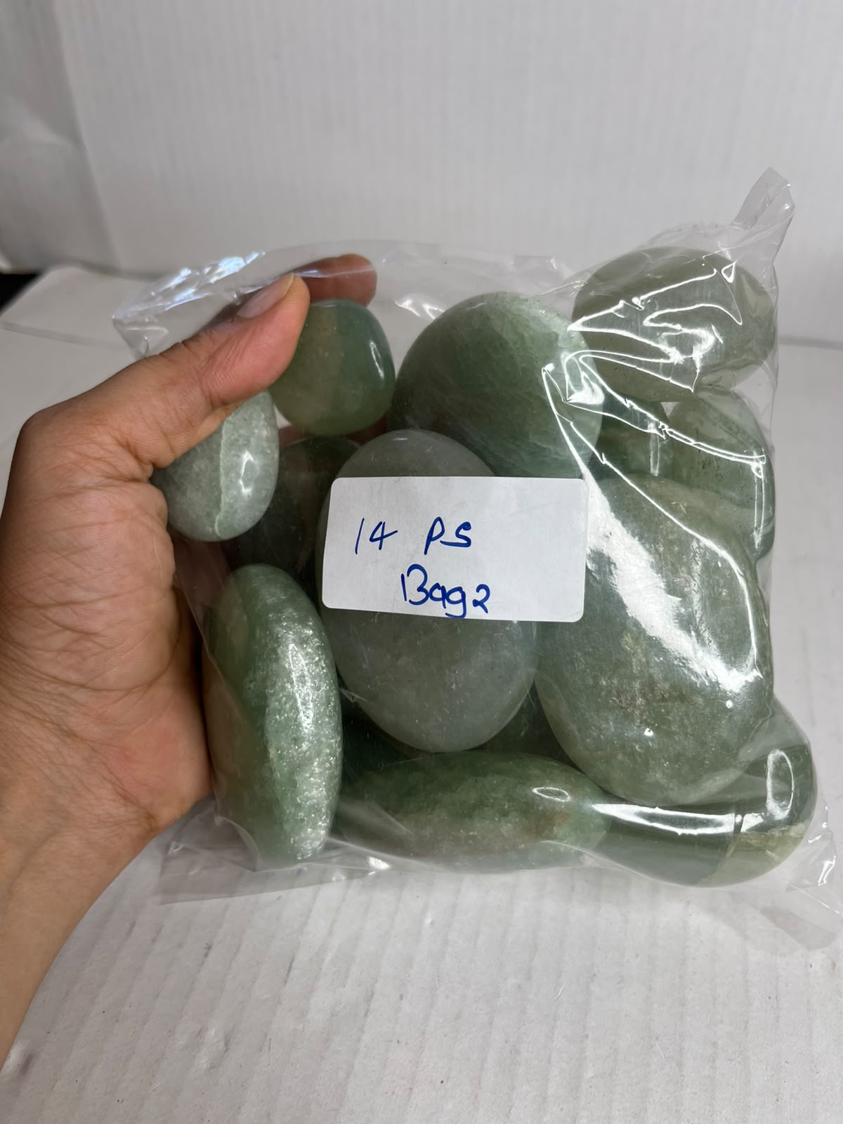 GREEN AVENTURINE PALMSTONES BAG 2 - 1 KG, 14 PCS - AEORA ROCKS INDIA -Healing Crystals superstore
