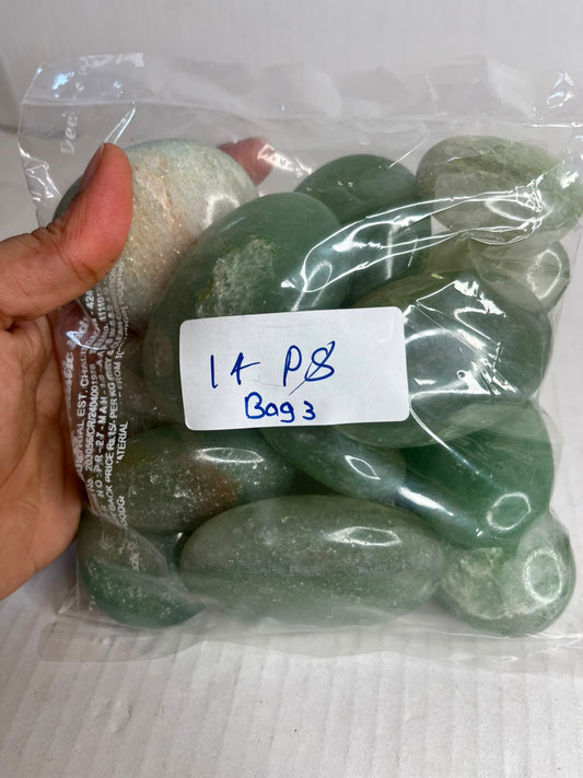 GREEN AVENTURINE PALMSTONES BAG 3 - 1 KG, 14 PCS