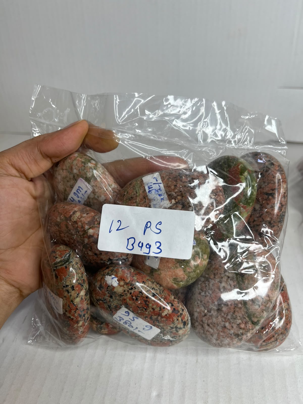 UNAKITE B PALM STONE BAG 2 - 1 KG, 11 PCS - AEORA ROCKS INDIA -Healing Crystals superstore