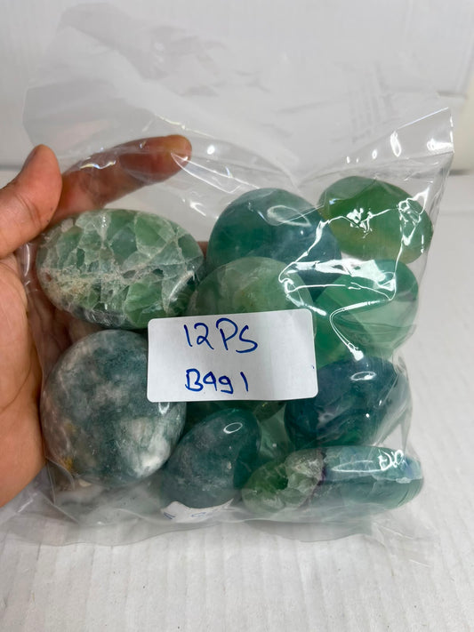 MULTI FLUORITE PALM STONE BAG 1 - 1 KG, 12 PCS