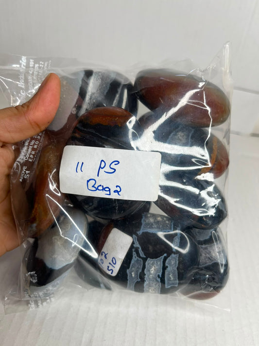 BLACK ZEBRA JASPER PALM STONE BAG 2 - 1 KG, 11 PCS