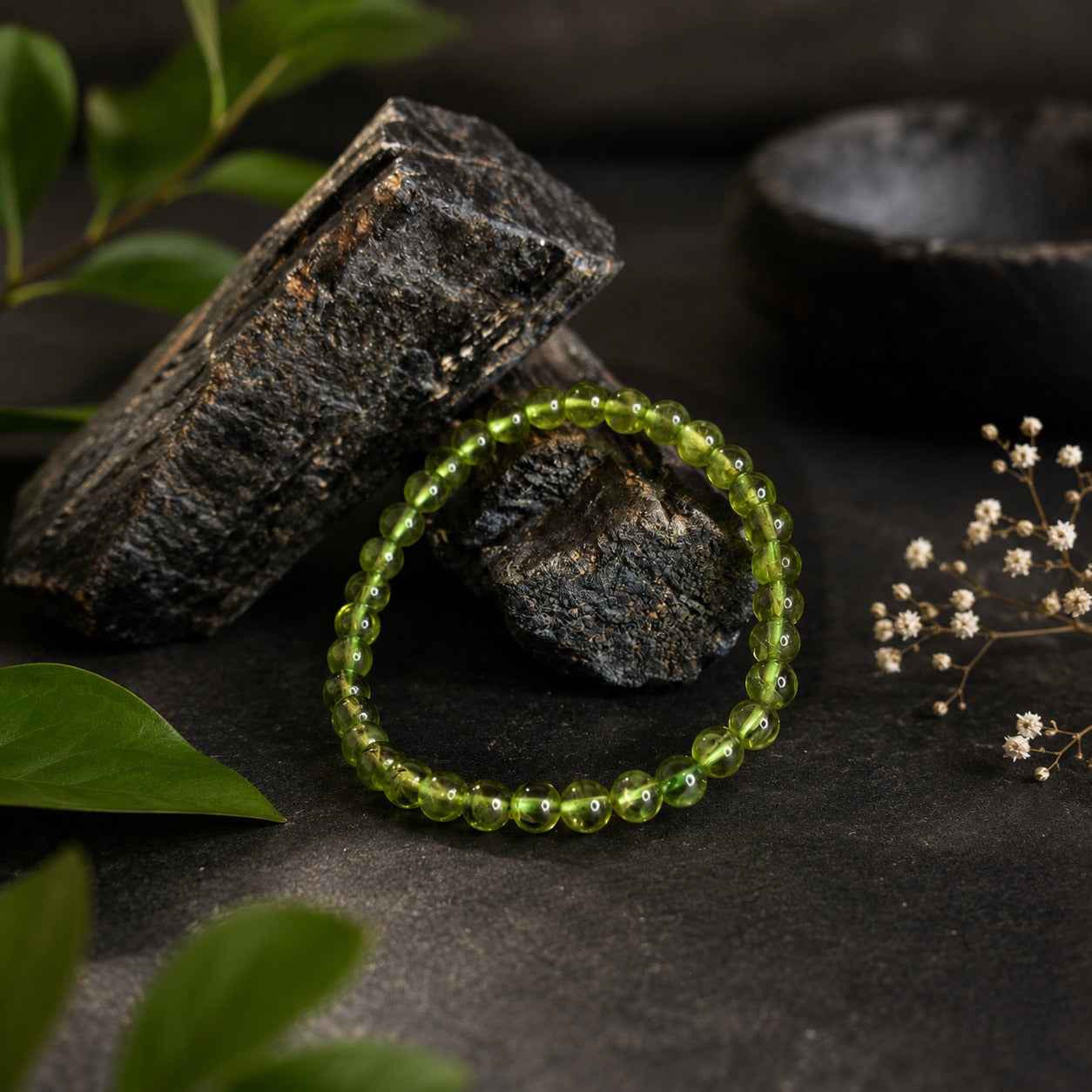 NATURAL PERIDOT 6MM BRACELET