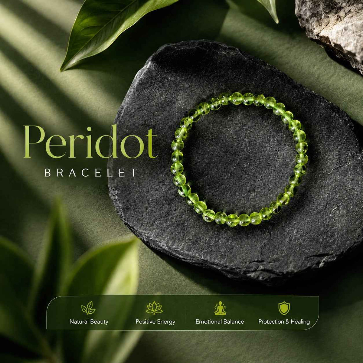 NATURAL PERIDOT 6MM BRACELET