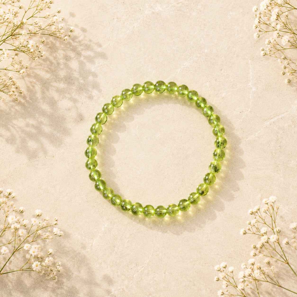 NATURAL PERIDOT 6MM BRACELET