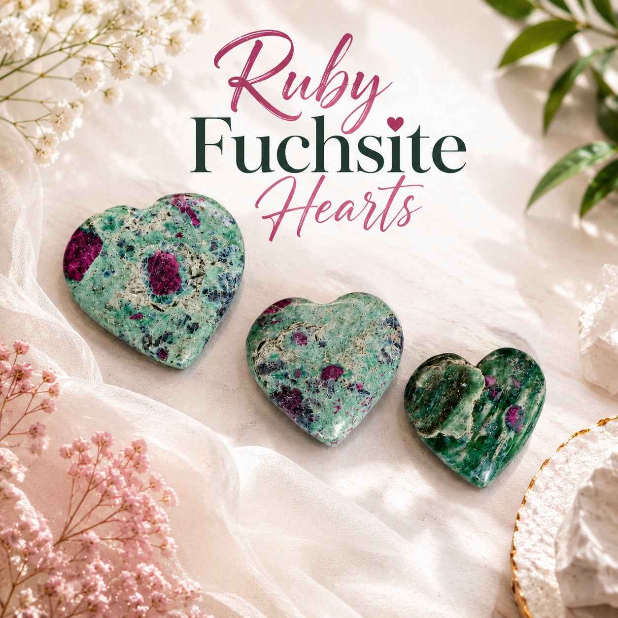 Aeora Rocks Natural Ruby Fuchsite Heart Crystal – Healing Stone for Love, Compassion & Positive Energy