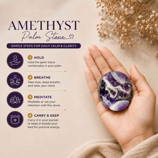 Aeora Rocks Natural Amethyst Palm Stone – Crystal for Calm Mind, Emotional Balance & Spiritual Healing