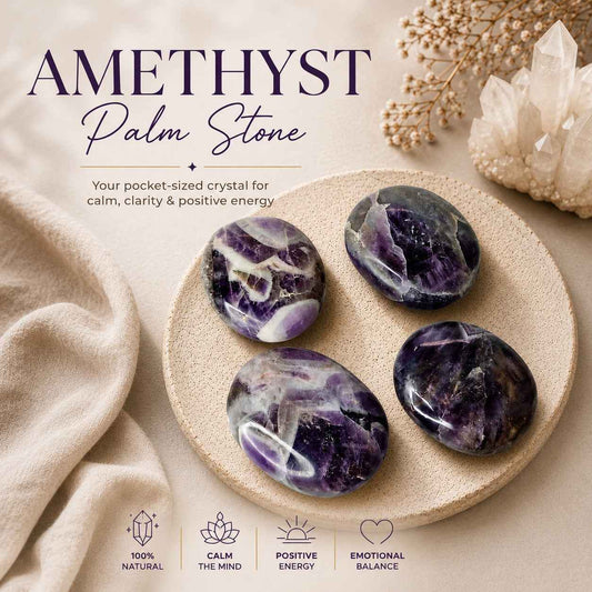 Aeora Rocks Natural Amethyst Palm Stone – Crystal for Calm Mind, Emotional Balance & Spiritual Healing