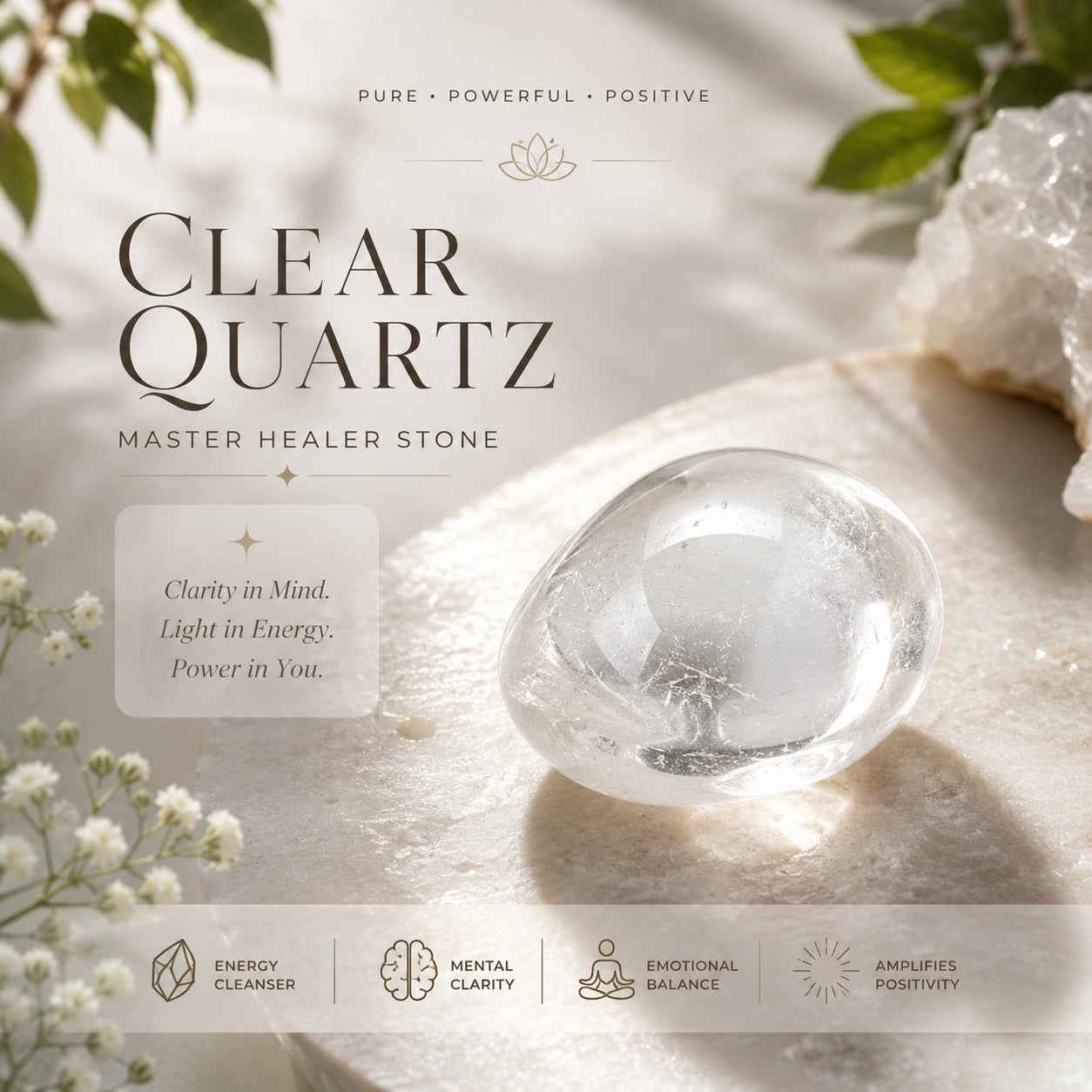 Aeora Rocks Natural Clear Quartz Tumble Stone – Master Healer Crystal for Clarity, Energy Cleansing, Reiki, Meditation & Chakra Healing