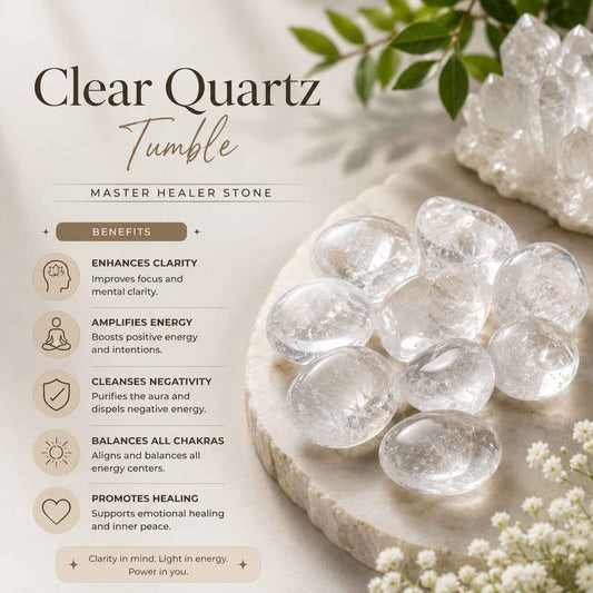 Aeora Rocks Natural Clear Quartz Tumble Stone – Master Healer Crystal for Clarity, Energy Cleansing, Reiki, Meditation & Chakra Healing