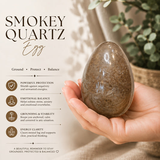 Aeora Rocks Natural Smokey Quartz Egg – Premium Healing Crystal for Grounding, Protection & Positive Energy