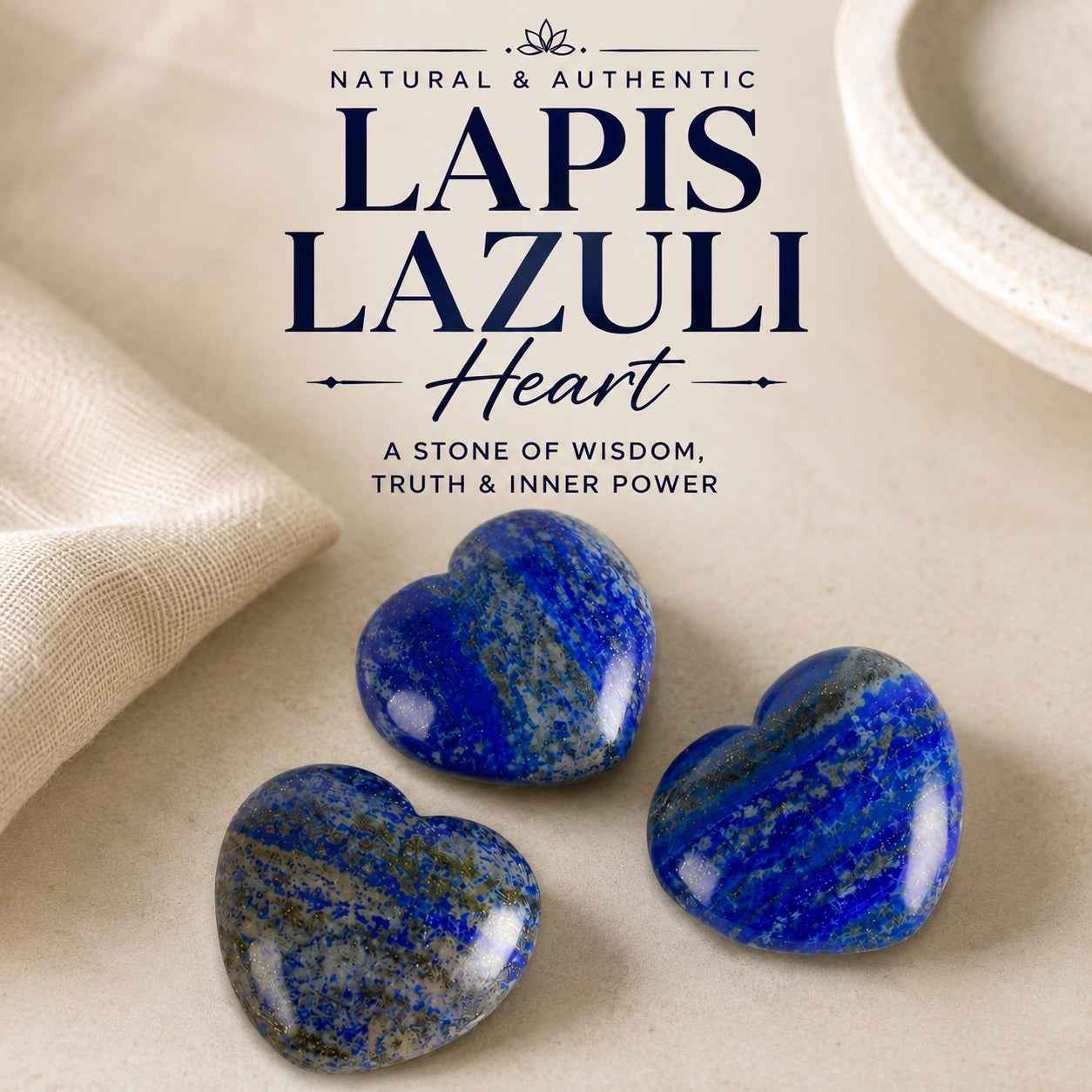 Aeora Rocks Natural Lapis Lazuli Heart Crystal – Stone of Wisdom, Truth & Inner Strength