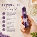 Aeora Rocks Natural Lepidolite Pencil – Healing Crystal Point for Calm, Emotional Balance, Meditation, Reiki & Stress Relief