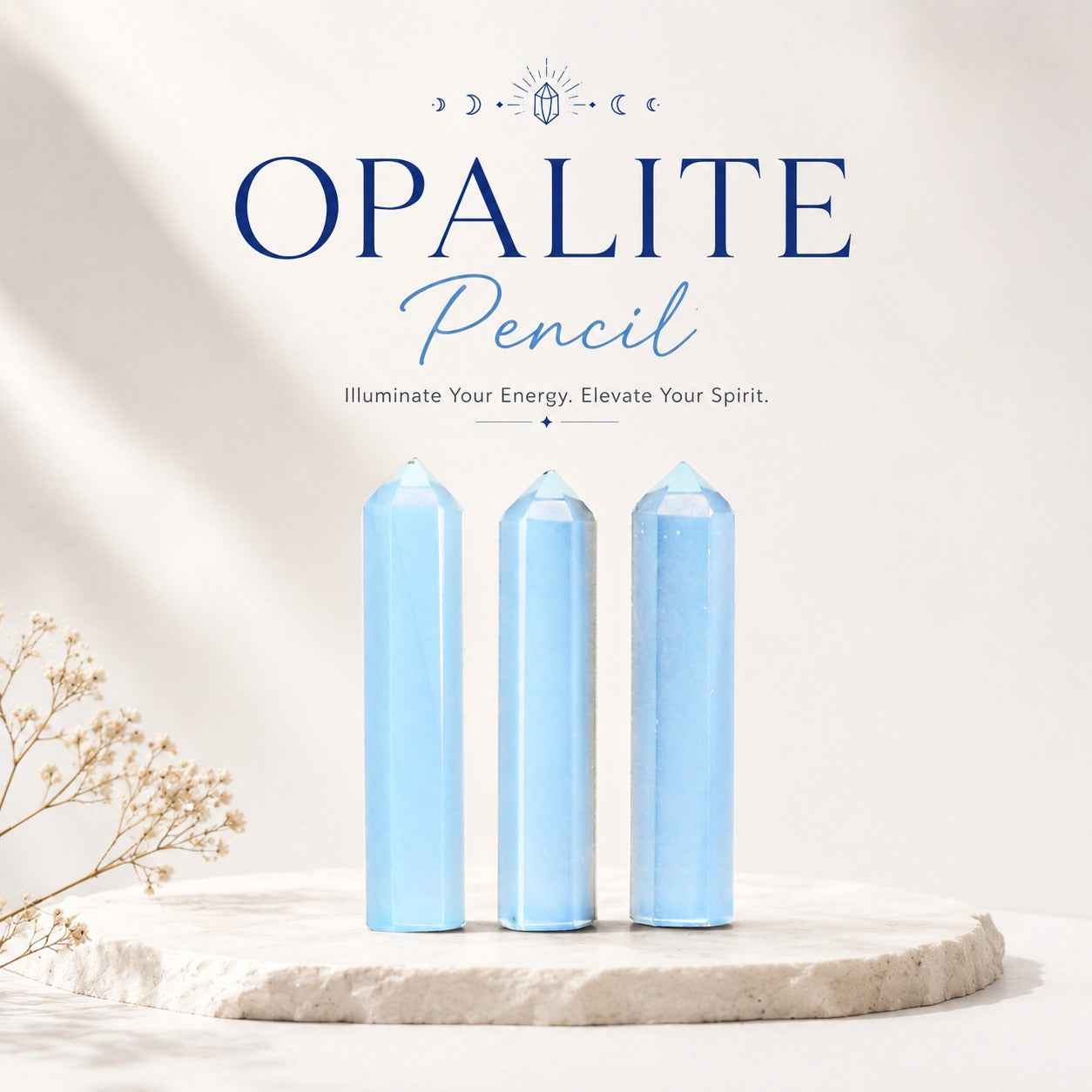Aeora Rocks Opalite Crystal Pencil Tower – Stone for Calm, Intuition, Meditation, Emotional Balance & Positive Energy
