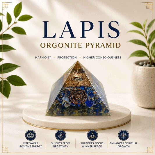 Aeora Rocks Lapis Lazuli Orgonite Pyramid – Energy Generator for Protection, Meditation, Spiritual Healing, Chakra Balancing, Reiki & Home Décor
