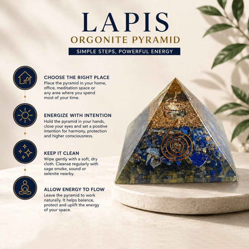 Aeora Rocks Lapis Lazuli Orgonite Pyramid – Energy Generator for Protection, Meditation, Spiritual Healing, Chakra Balancing, Reiki & Home Décor