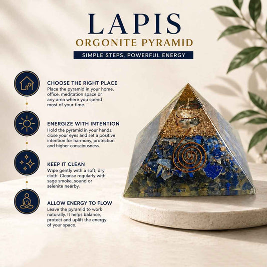 Aeora Rocks Lapis Lazuli Orgonite Pyramid – Energy Generator for Protection, Meditation, Spiritual Healing, Chakra Balancing, Reiki & Home Décor
