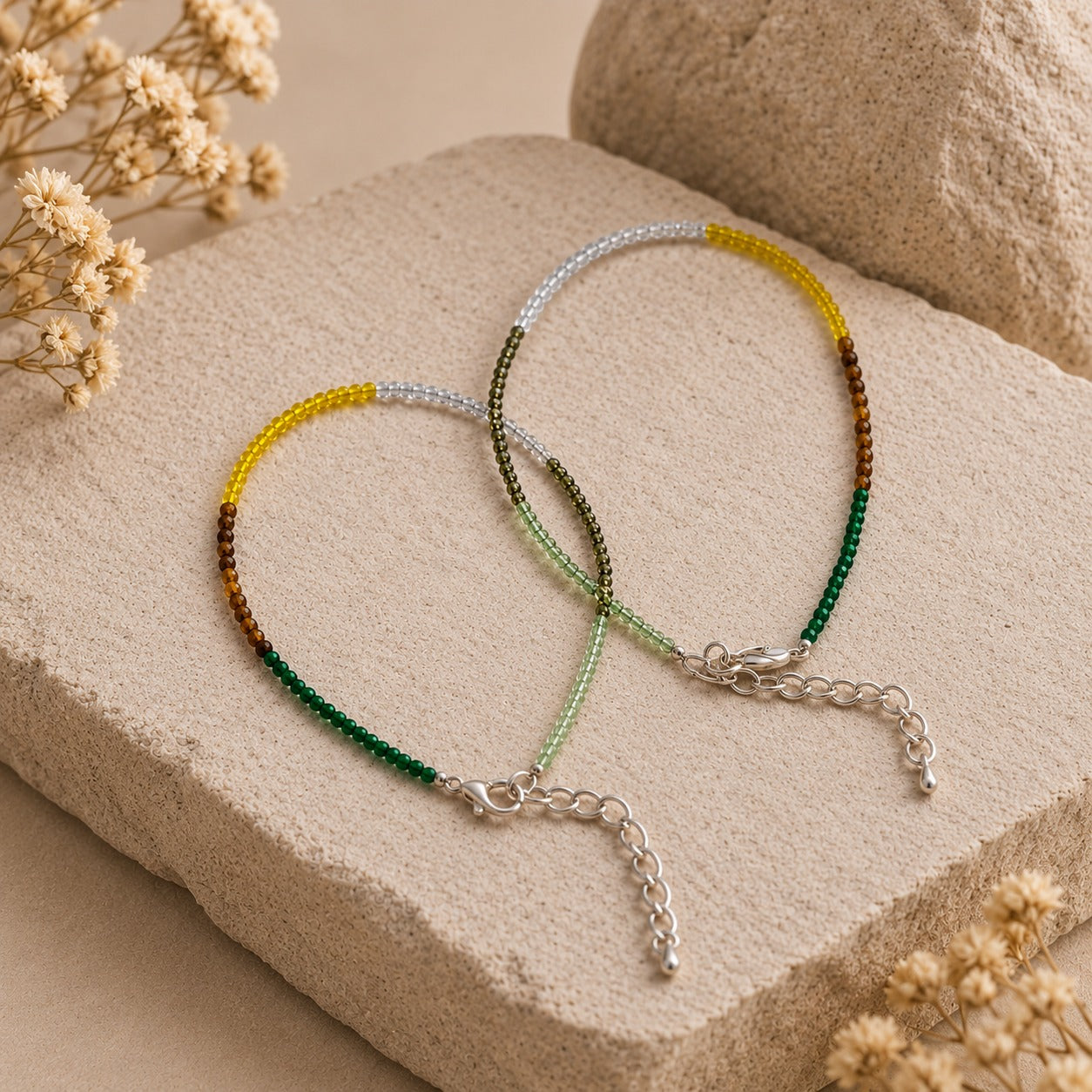 Aeora Rocks Dhanyog Crystal Anklet for Women – Handmade Gemstone Anklet with Citrine, Green Aventurine, Tiger Eye, Pyrite & Clear Quartz | Adjustable Prosperity, Balance & Positive Energy Anklet