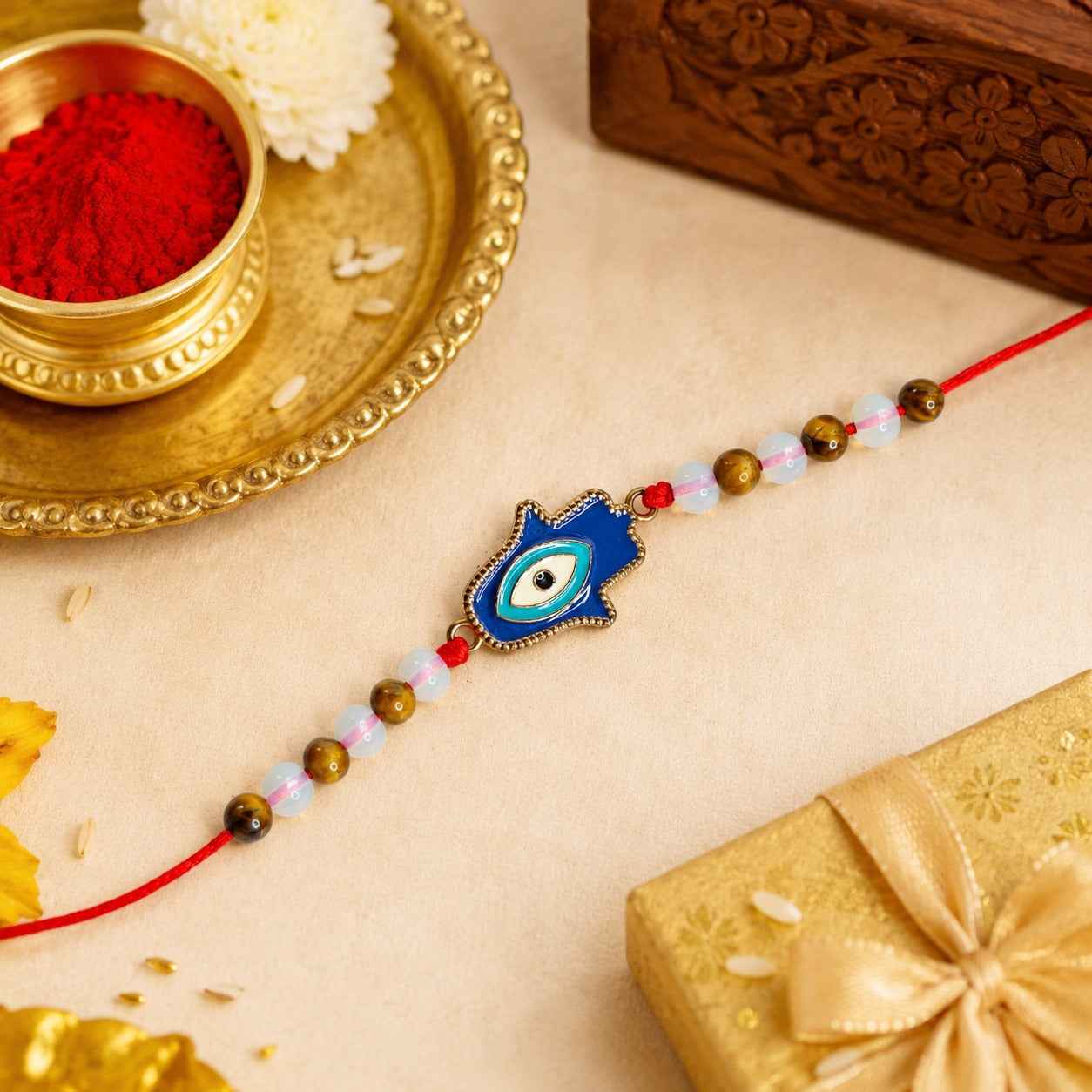 Aeora Rocks Evil Eye Rakhi for Brother | Nazar Suraksha Rakhi | Blue Evil Eye Protection Rakhi | Handmade Raksha Bandhan Rakhi | Spiritual Gift