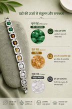 Aeora Rocks Rajyog Panchdhatu Bracelet | Green Aventurine, Citrine, White Quartz & Tiger Eye | Crystal Bracelet for Prosperity, Confidence & Balance