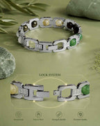 Aeora Rocks Rajyog Panchdhatu Bracelet | Green Aventurine, Citrine, White Quartz & Tiger Eye | Crystal Bracelet for Prosperity, Confidence & Balance