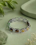 Aeora Rocks Rajyog Panchdhatu Bracelet | Green Aventurine, Citrine, White Quartz & Tiger Eye | Crystal Bracelet for Prosperity, Confidence & Balance