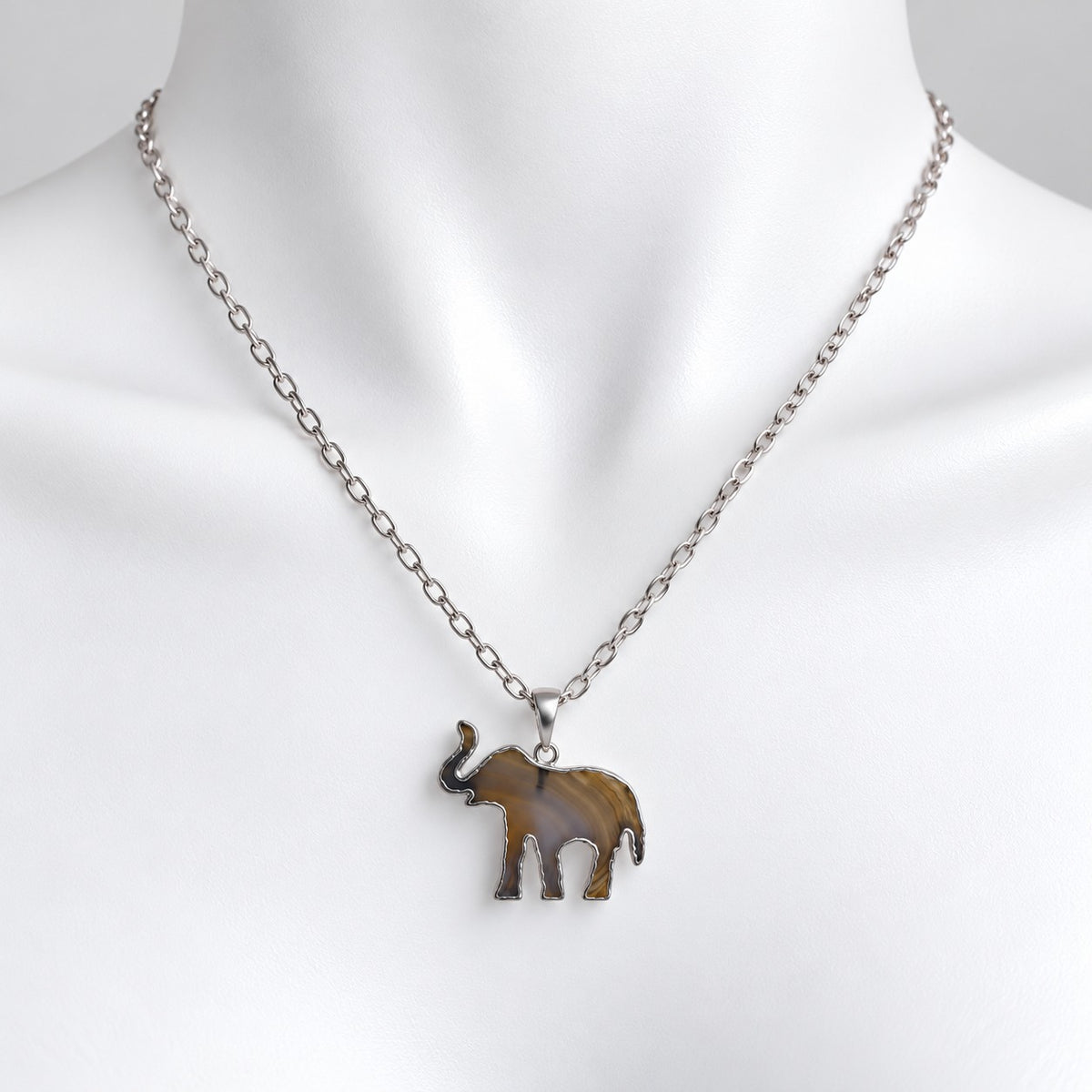 Elephant Agate Pendant Necklace – Natural Stone Elephant Charm | Aeora Rocks