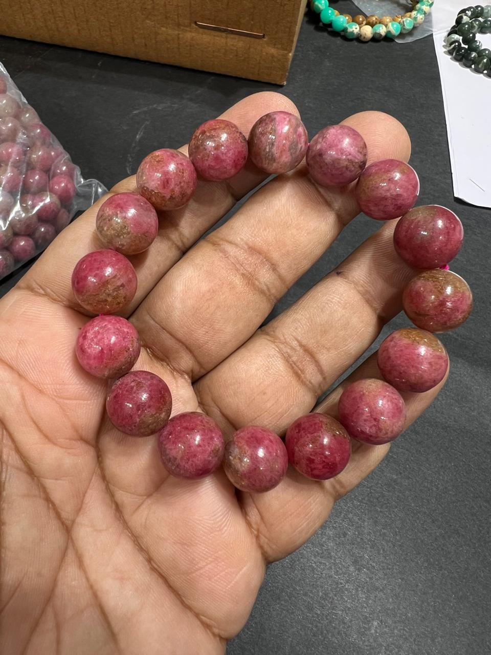 Rhodonite Bead Bracelet 30% off - AEORA ROCKS INDIA -Healing Crystals superstore