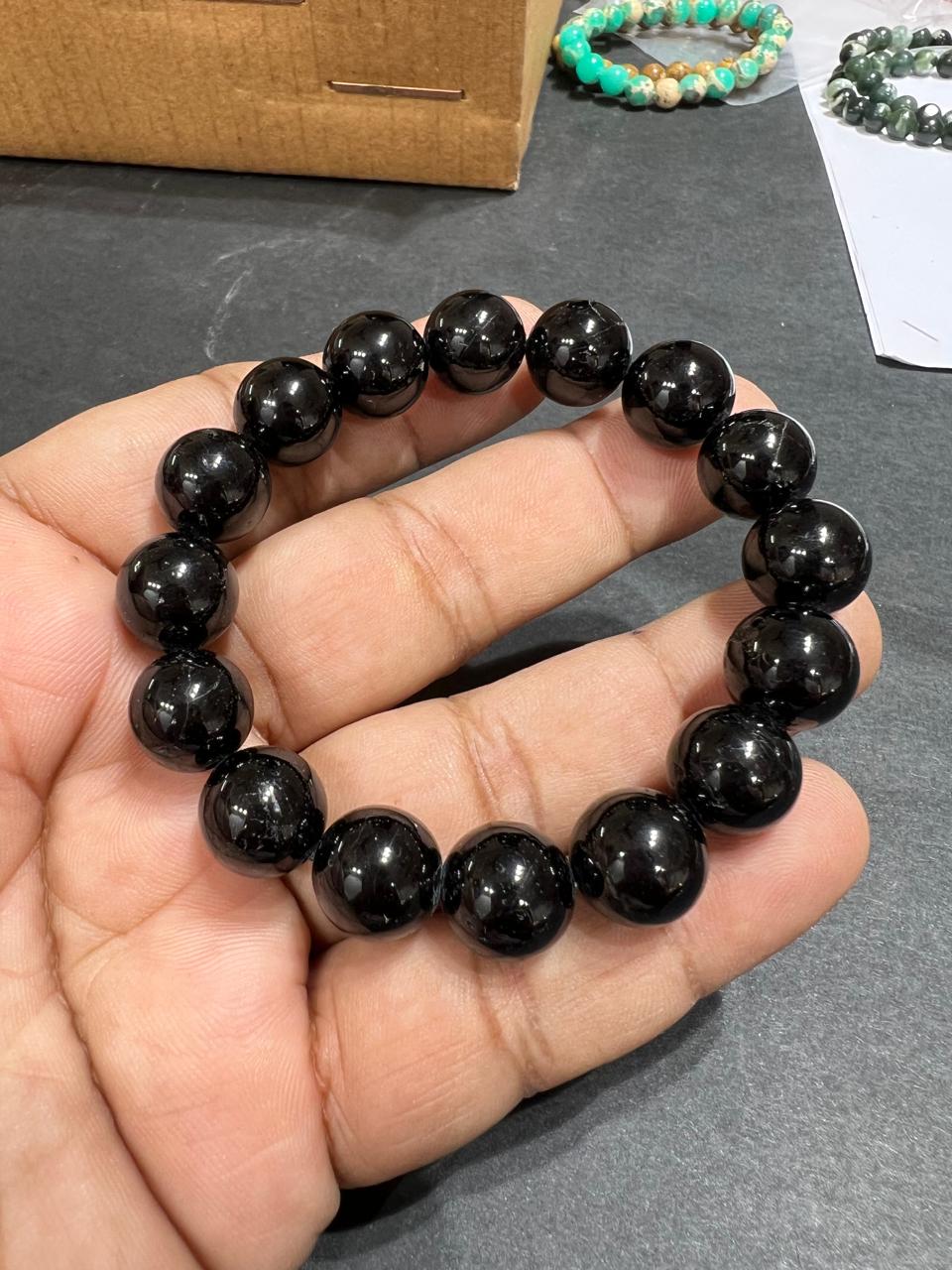 Black Tourmaline Bead Bracelet 30% off - AEORA ROCKS INDIA -Healing Crystals superstore