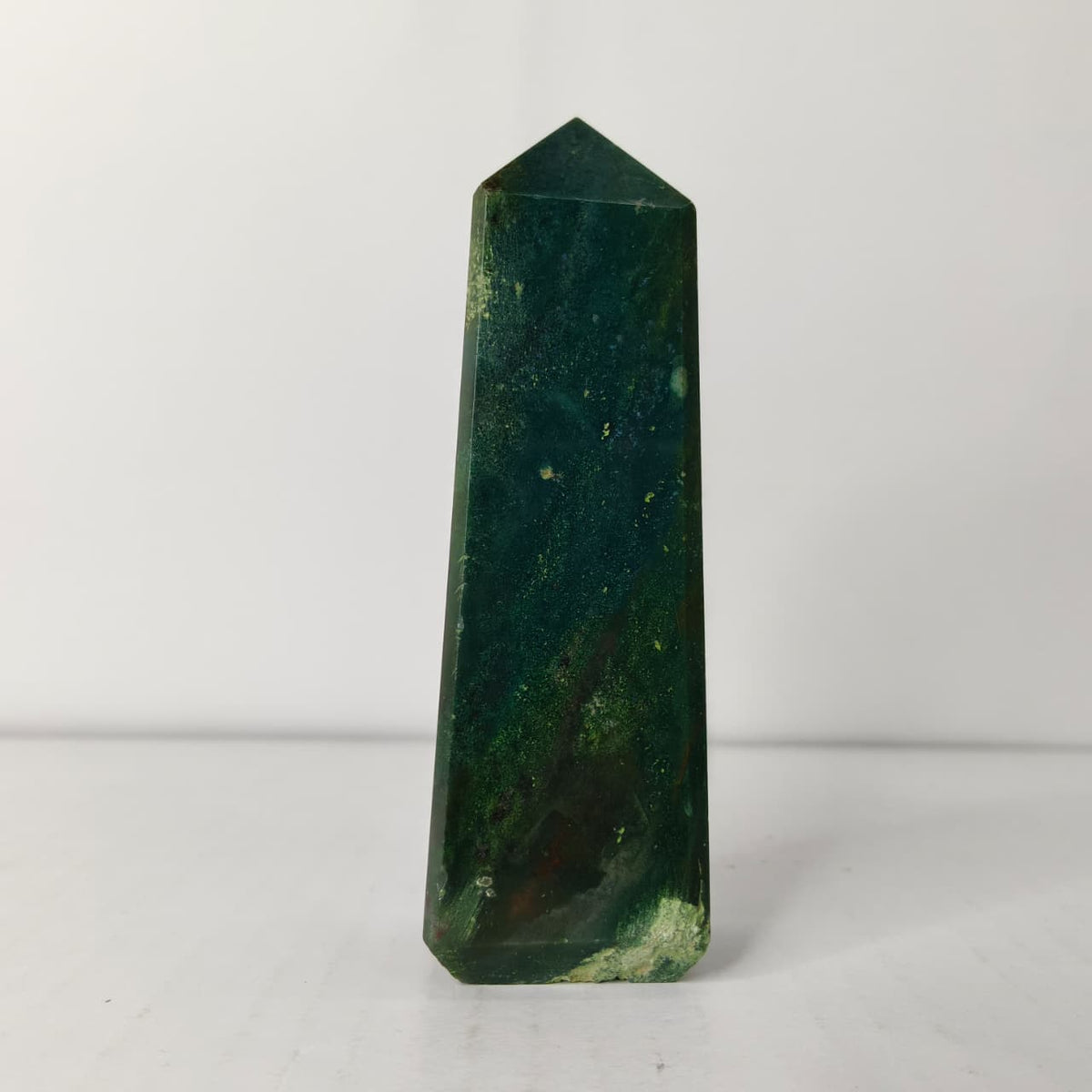 Natural Moss Agate Crystal Tower | Polished Moss Agate Point for Growth, Balance & Healing - AEORA ROCKS INDIA -Healing Crystals superstore