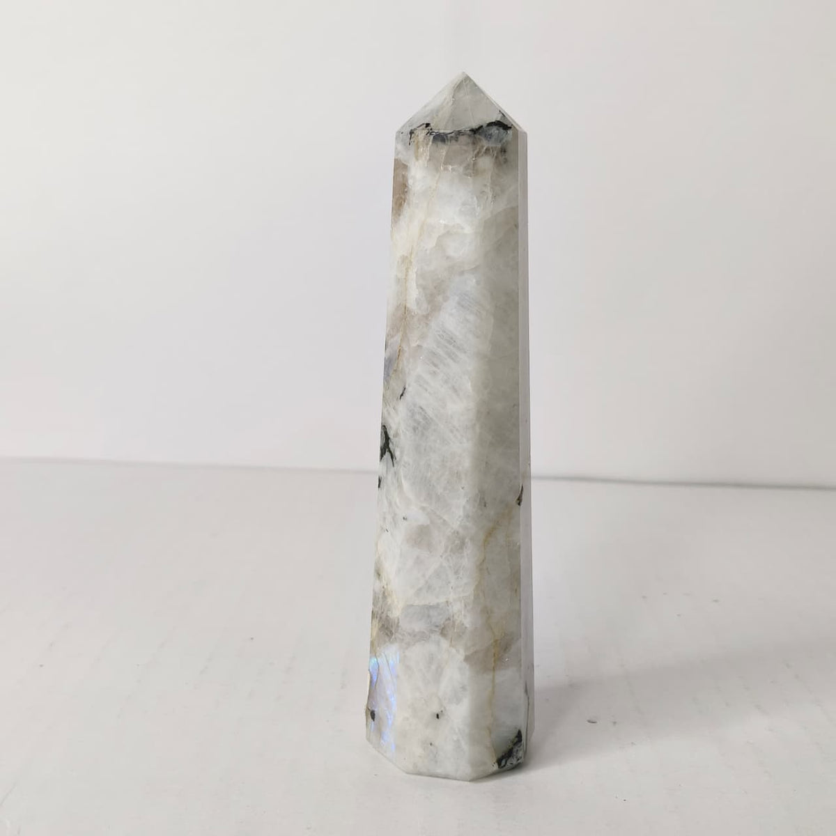 Natural Rainbow Moonstone Point Pencil Tower – Intuition & Divine Feminine Crystal Obelisk - AEORA ROCKS INDIA -Healing Crystals superstore
