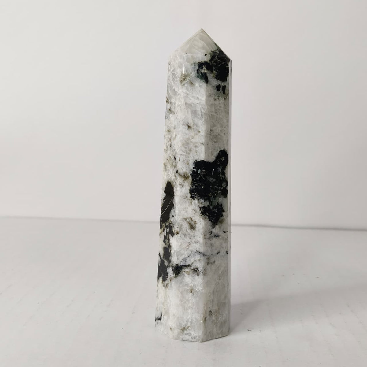 Natural Rainbow Moonstone Point Pencil Tower – Intuition & Divine Feminine Crystal Obelisk - AEORA ROCKS INDIA -Healing Crystals superstore