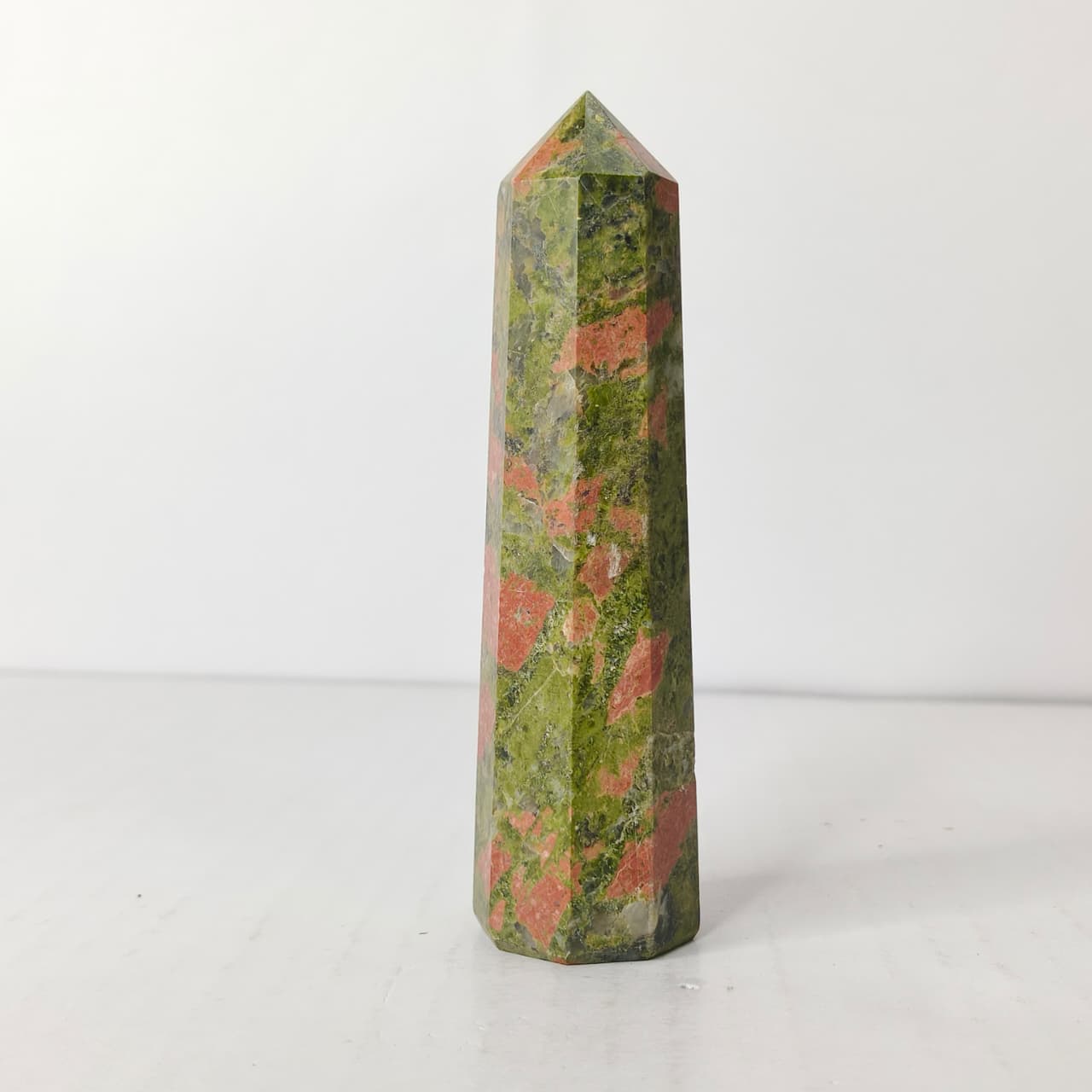 Natural Unakite Point Tower – Emotional Healing & Heart Chakra Crystal Obelisk