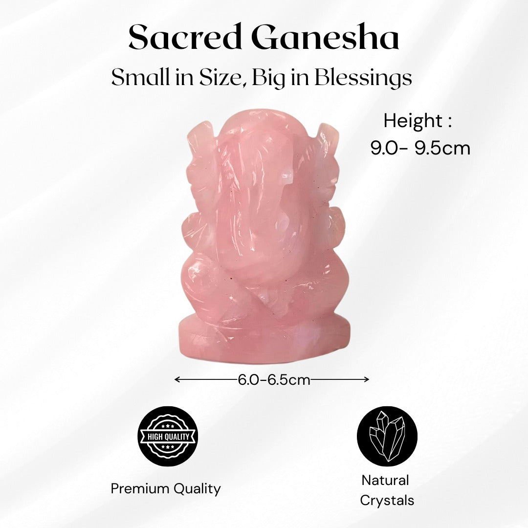 Rose quartz Ganesha - AEORA ROCKS INDIA -Healing Crystals superstore