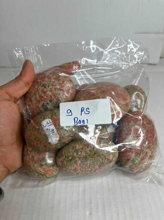 UNAKITE A PALM STONE BAG 1 - 1 KG, 9 PCS