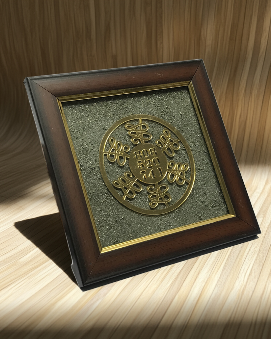 Zibu Symbol on Pyrite dust in a frame - AEORA ROCKS INDIA -Healing Crystals superstore