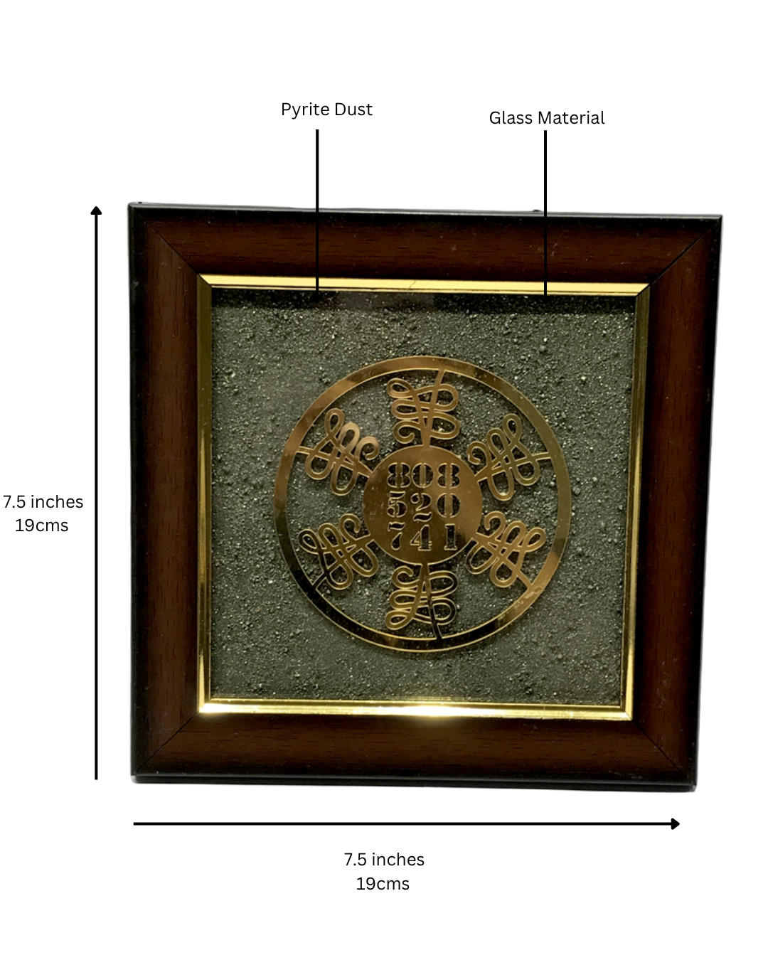 Zibu Symbol on Pyrite dust in a frame - AEORA ROCKS INDIA -Healing Crystals superstore